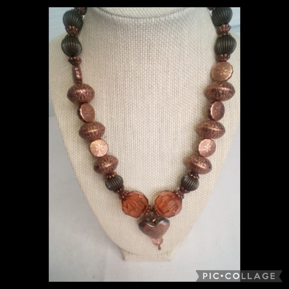 Gold and Bronze Heart Shape Necklace